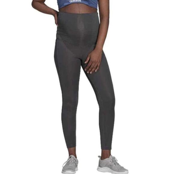 Adidas Maternity Leggings Aeroready Designed To Move Gray Silver Size Small - Picture 1 of 12